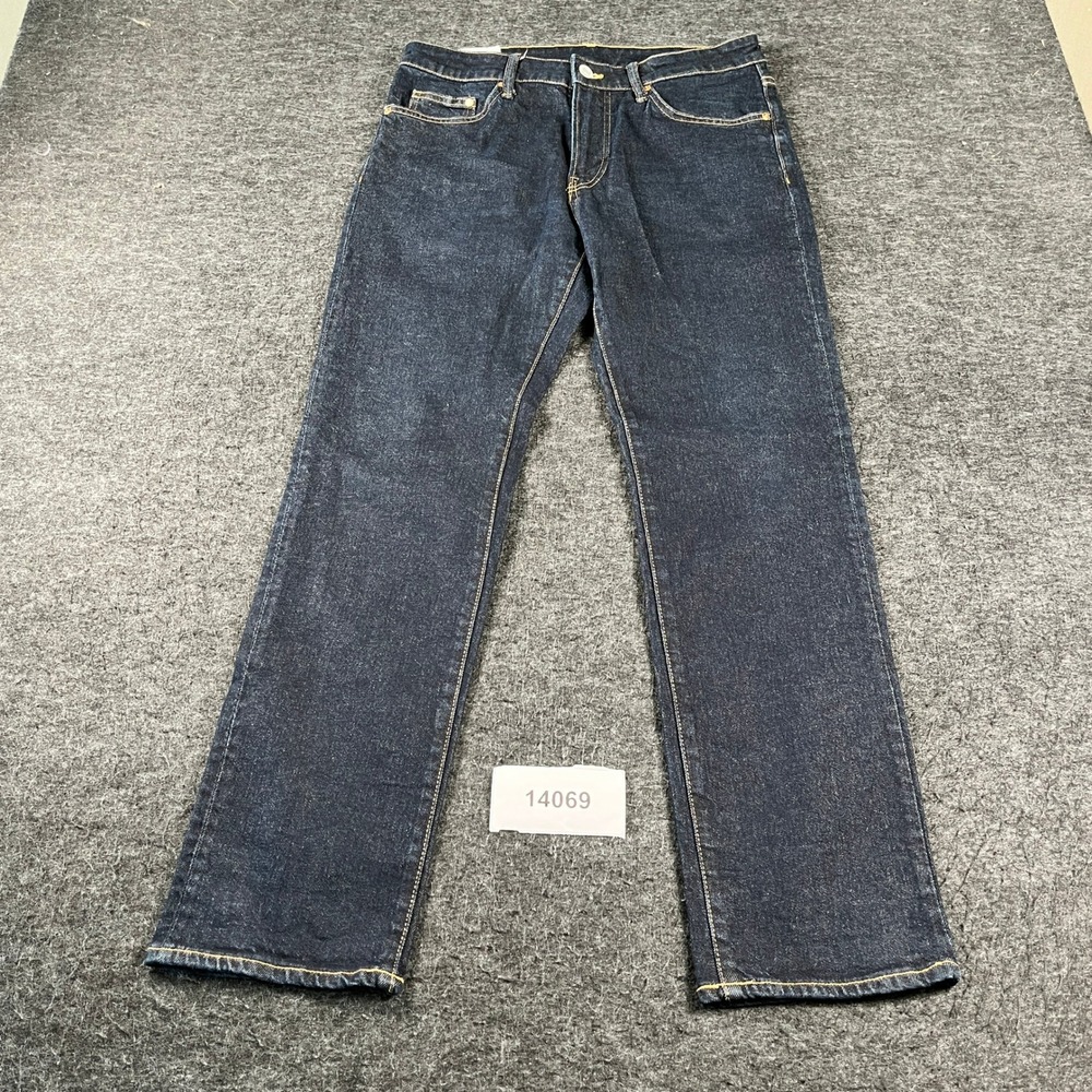 H&M Straight Leg Jeans Mens 32x32 Blue Denim Regular Fit Casual Wear Zip Fly